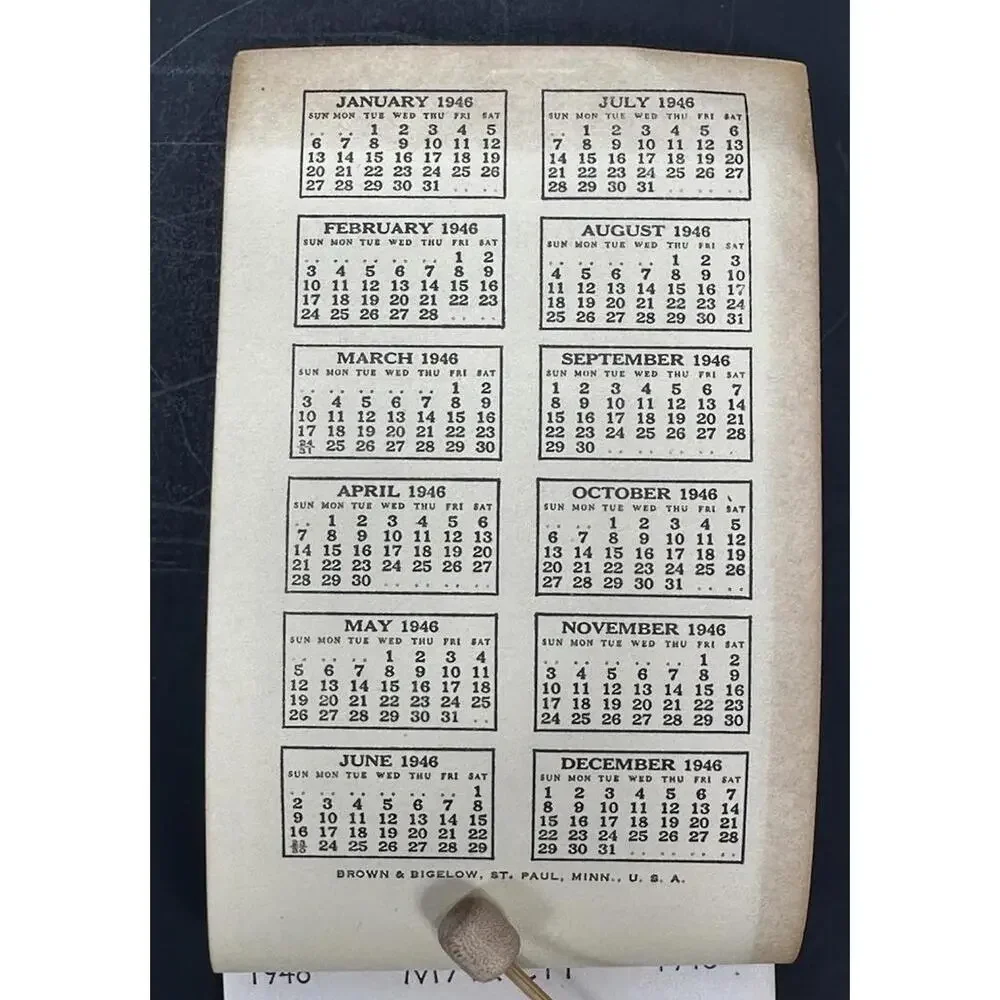 Vintage 1946 Mission Leather Wallet Day Planner By‎ Brown & Bigelow Art Cement